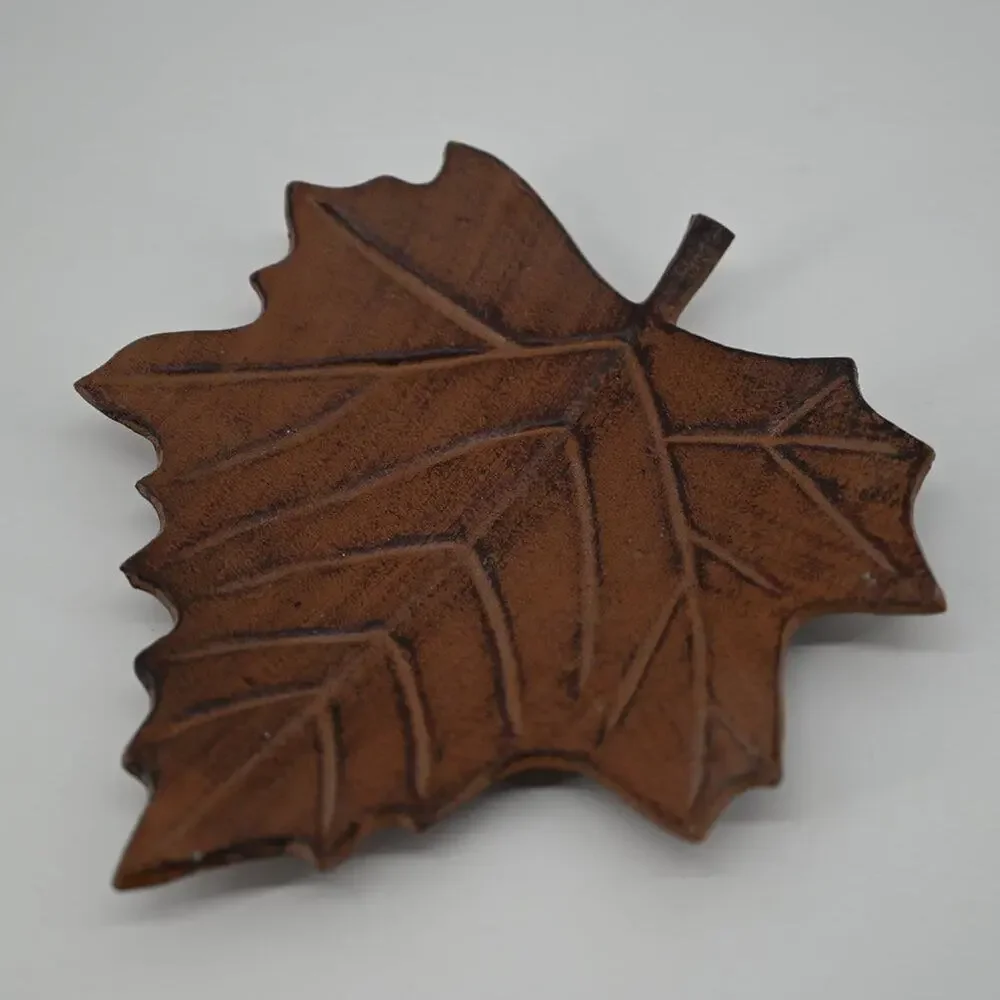 Fall Home Candle Holder Decor Metal Maple Leaf Plates Trays Trivets Footed